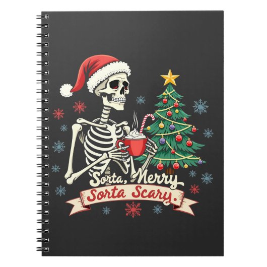 Sorta Merry Sorta Scary Spooky Skeleton Xmas Notitieboek (Voorkant)