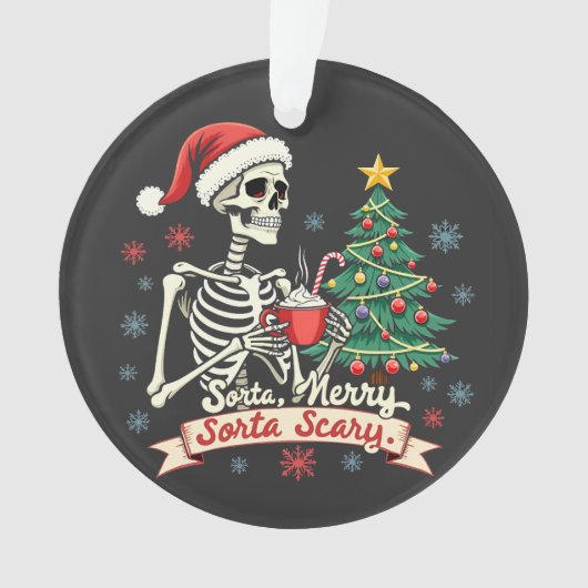 Sorta Merry Sorta Scary Spooky Skeleton Xmas Ornament (voorkant)