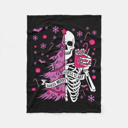 Sorta Merry Sorta Y Funny Christmas Skeleton Tree Fleece Deken (Voorkant)