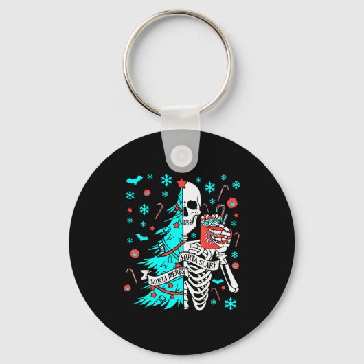 Sorta Merry Sorta Y Funny Christmas Skeleton Tree Sleutelhanger (Voorkant)