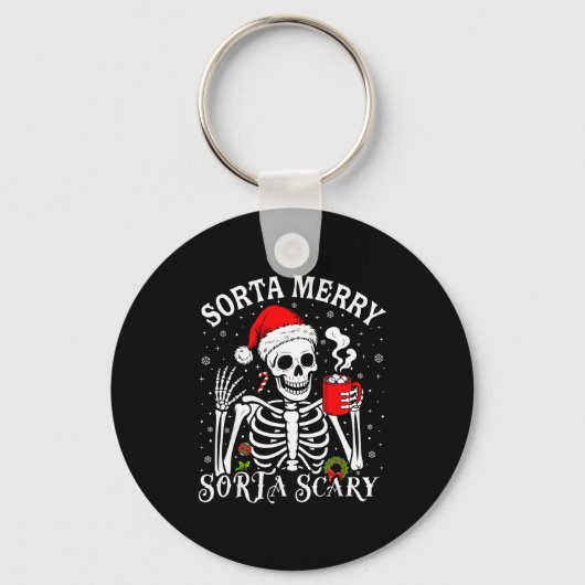 Sorta Merry Sorta Y Retro Skeleton Hot Cocoa Chris Sleutelhanger (Voorkant)