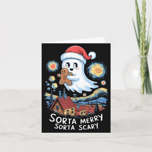 Sorta Merry Sorta Y Santa Ghost Christmas Gingerbr Kaart (Voorkant)