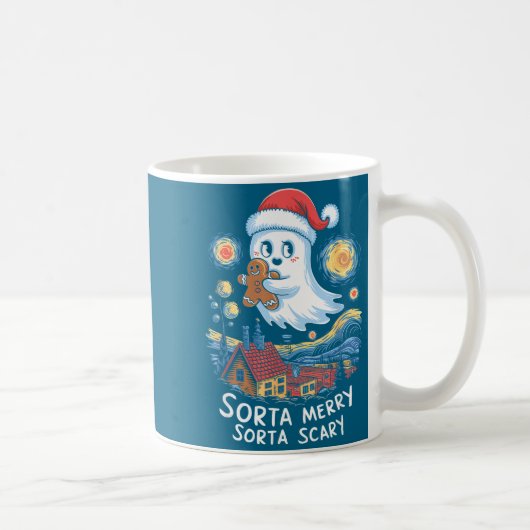 Sorta Merry Sorta Y Santa Ghost Christmas Gingerbr Koffiemok (Rechts)
