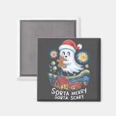 Sorta Merry Sorta Y Santa Ghost Christmas Gingerbr Magneet (Voorkant / Achterkant)