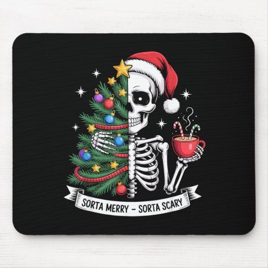 Sorta Merry Sorta Y Santa Skeleton Cocoa Christmas Muismat (Voorkant)