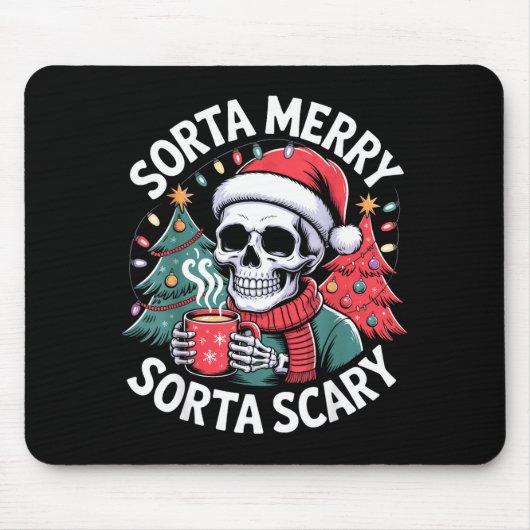 Sorta Merry Sorta Y Skeleton With Santa Hat Muismat (Voorkant)