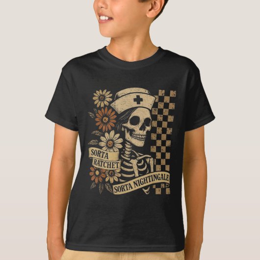 Sorta Ratchet Sorta Nightingale Skeleton Nurse Hal T-shirt (Voorkant)