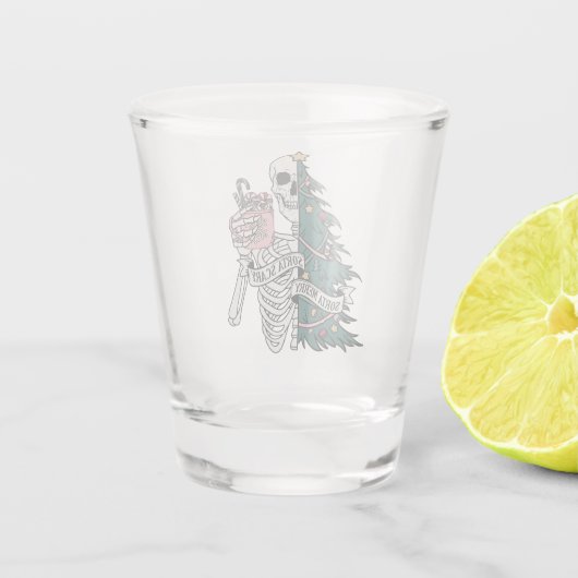 "Sorta Scary Sorta Merry" Kerstskelet Shot Glas (Achterkant)