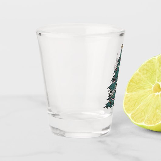 "Sorta Scary Sorta Merry" Kerstskelet Shot Glas (Links)