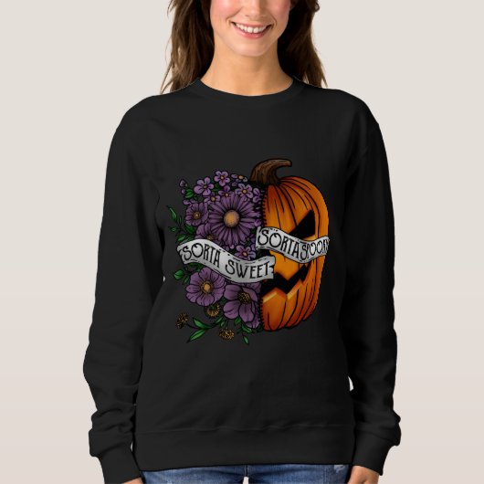 Sorta Sweet Sorta Spooky Flower Pumpkin Trui (Voorkant)