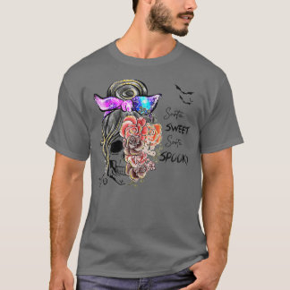 Sorta Sweet Sorta Spooky Flowers Messy Bun Funny M T-shirt