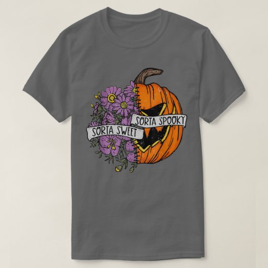Sorta Sweet Sorta Spooky Funny Hallowen Pumpkin T-shirt (Design voorkant)