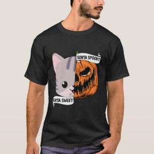 Sorta Sweet Sorta Spooky Grappige Pompoen Kat Love T-shirt