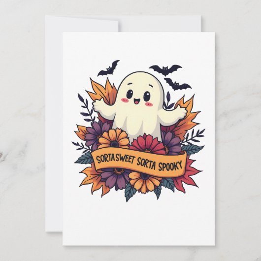 Sorta Sweet Sorta Spooky Halloween Ghost Herfst Lo Bedankkaart (Voorkant)