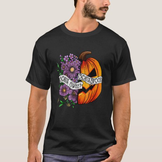 Sorta Sweet Sorta Spooky Halloween Pumpkin Flower T-shirt (Voorkant)