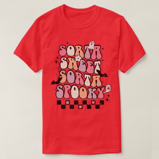 Sorta Sweet Sorta Spooky Retro Groovy Funny Hallow T-shirt (Design voorkant)