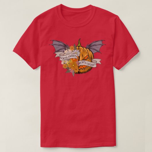 Sorta Sweet Sorta Spooky Scary Bat Pumpkin Hallowe T-shirt (Design voorkant)