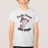 Sorta Sweet Sorta Spooky Schattige Ghost Halloween Tri-Blend Shirt (Voorkant)
