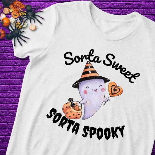 Sorta Sweet Sorta Spooky Schattige Ghost Halloween Tri-Blend Shirt