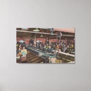 Sorteer- en verpakkingsfabriek en werknemers (inte canvas afdruk