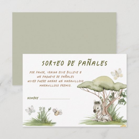 Sorteo de pañales Baby shower Kaart (Voorkant / Achterkant)