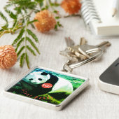 SOS Giant Panda Porte-clés carré premium - grand Sleutelhanger (Zijkant)