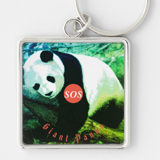 SOS Giant Panda Porte-clés carré premium - grand Sleutelhanger (Voorkant)