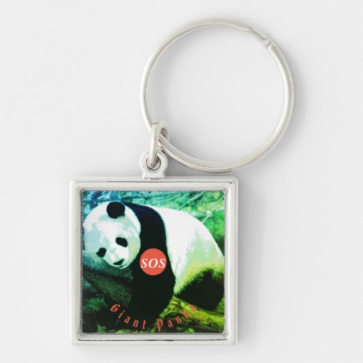 SOS Giant Panda Porte-clés carré premium Sleutelhanger (Voorkant)