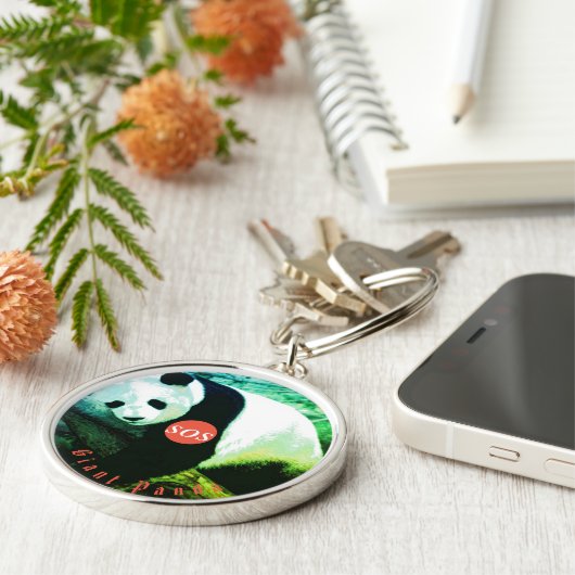 SOS Giant Panda Porte-clés rond premium - grand Sleutelhanger (Zijkant)