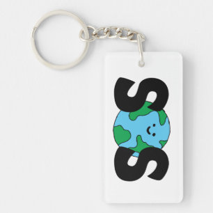 SOS Wereldmilieuvriendelijk pictogram Happy Earth Sleutelhanger