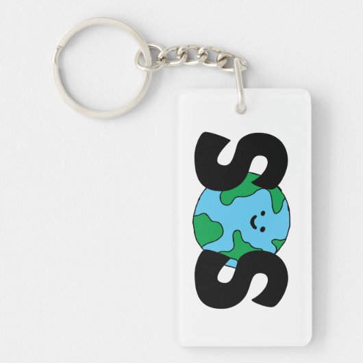 SOS Wereldmilieuvriendelijk pictogram Happy Earth  Sleutelhanger (Voorkant)