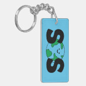SOS Wereldmilieuvriendelijk pictogram Happy Earth  Sleutelhanger (Voorkant Links)