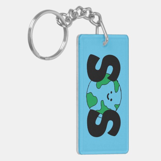 SOS Wereldmilieuvriendelijk pictogram Happy Earth  Sleutelhanger (Voorkant Links)