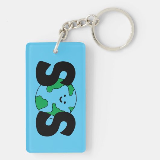 SOS Wereldmilieuvriendelijk pictogram Happy Earth  Sleutelhanger (achterkant)