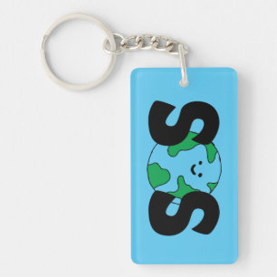 SOS Wereldmilieuvriendelijk pictogram Happy Earth  Sleutelhanger