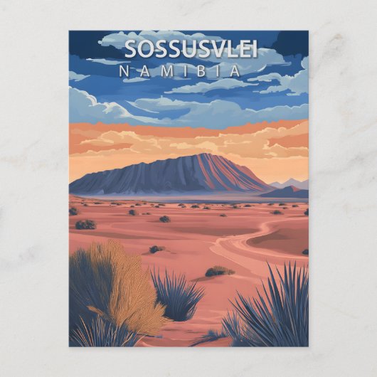 Sossusvlei Namibië Woestijn Oude Reisposter Briefkaart (Voorkant)