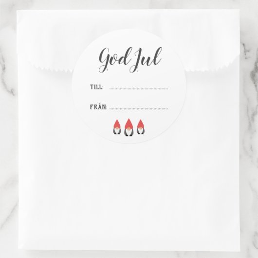 Söta Tomtenissar - Julklappsetiketter Ronde Sticker (Tas)