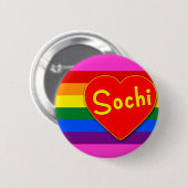 Sotsji met hart en met Gay Pride Flag Regenboog Ronde Button 5,7 Cm (Voorkant /achterkant)