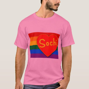 Sotsji met hart en met Gay Pride Flag Regenboog T-shirt