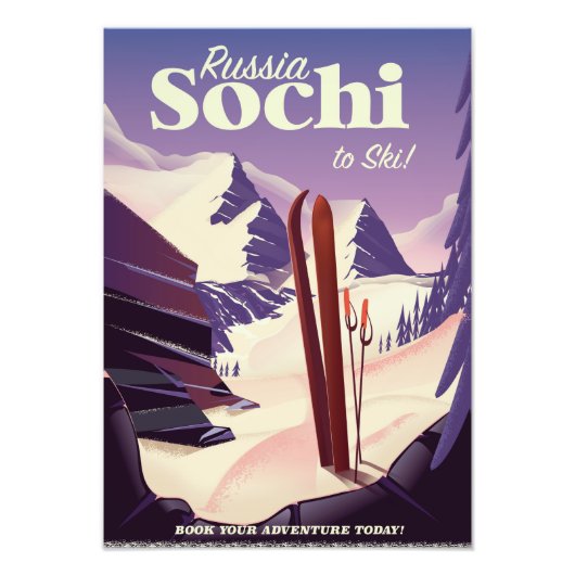 Sotsji Rusland Ski reisposter Foto Afdruk (Voorkant)