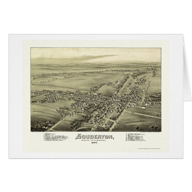 Souderton, PA Panoramic Map - 1894 (Voorkant Horizontaal)