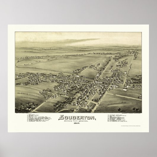 Souderton, PA Panoramic Map - 1894 Poster (Voorkant)