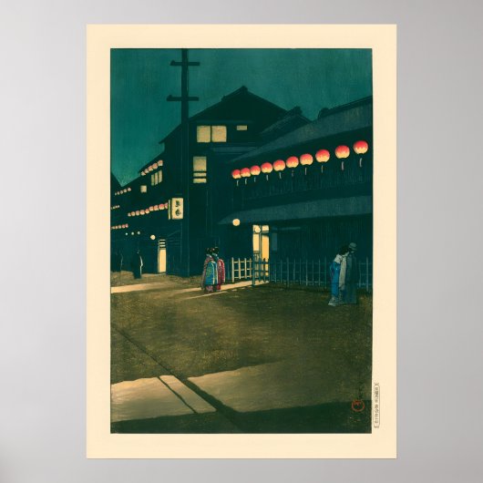 Souemoncho Night van Kawase Hasui Poster (Voorkant)