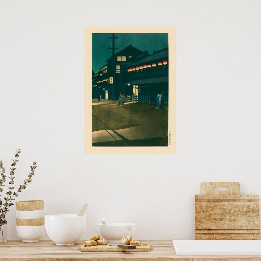 Souemoncho Night van Kawase Hasui Poster (Keuken)