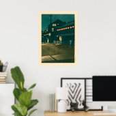 Souemoncho Night van Kawase Hasui Poster (Thuiskantoor)