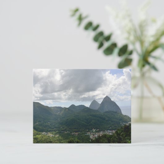 Soufriere en Pitons Saint Lucia Briefkaart (Staand voorkant)