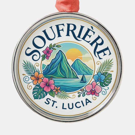 Soufrière Saint Lucia Metalen Ornament (Voorkant)
