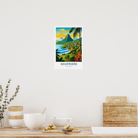 Soufriere Saint Lucia Reisprint Poster (Keuken)