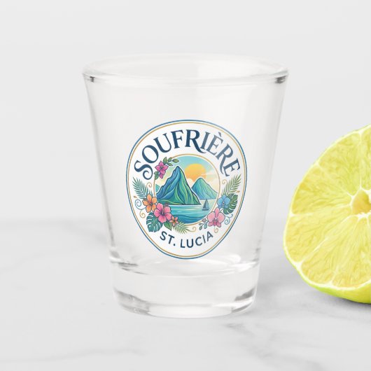 Soufrière Saint Lucia Shot Glas (Voorkant)