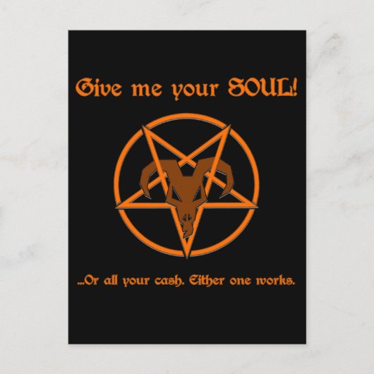 Soul Cash Pentacle Satanic Dark Humor Goat Briefkaart (Voorkant)